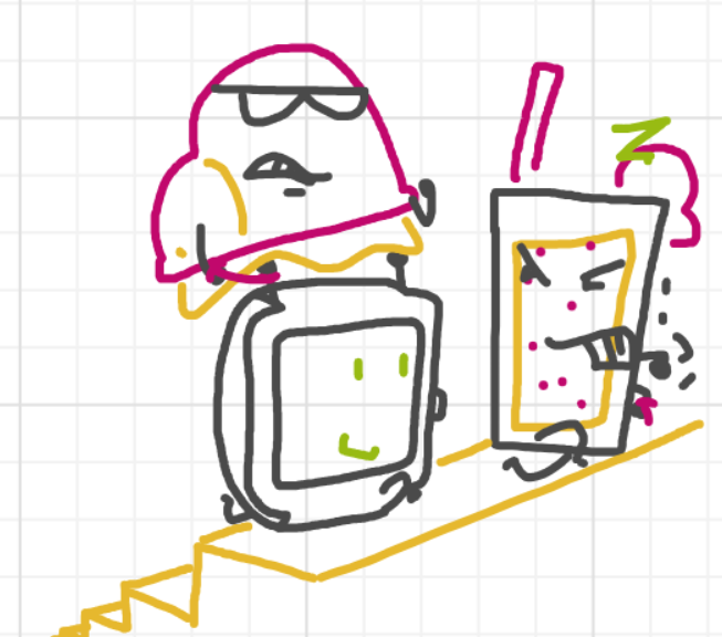 A panel from Running Duos, episode four of the Board Boards object show by Furretwalk/WalkingFurret.